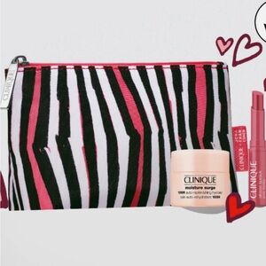 Clinique Lipstick and Moisture Surge Set with Pink and Black Bag